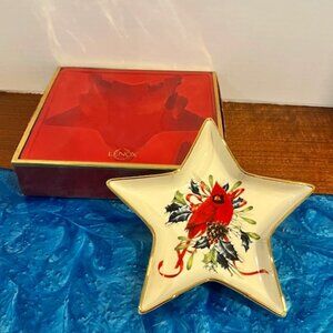 Lenox Winter Greetings Cardinal Star Shape Candy Dish